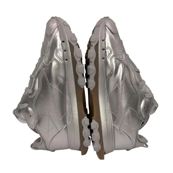 Reebok x Cardi B Classic Leather Silver Metallic Pewter Sneakers Women's 9.5 - Picture 6 of 10